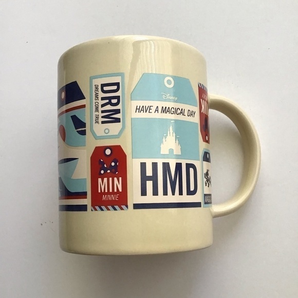 Vintage Disney Parks Luggage Tags Travel Theme Coffee Mug Ceramic Tea Cup MINT - Picture 1 of 14